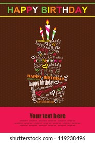 Happy Birthday Cake Card Design. Vector Illustration