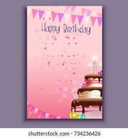 Happy Birthday Cake Card Vector Stock Vector (Royalty Free) 734236426 ...