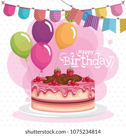 happy birthday cake celebration card