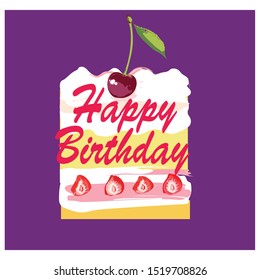 happy birthday, cake with cherry