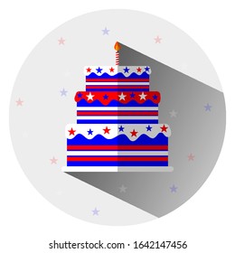 Happy birthday cake with design happy president, vector art illustration.