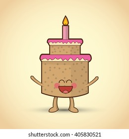 Happy birthday cake design , vector illustration