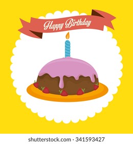 Happy Birthday Cake Dessert Graphic Design Stock Vector (Royalty Free ...