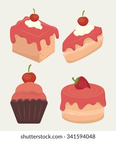 Happy birthday cake dessert graphic design, vector illustration eps10