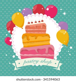 Happy birthday cake dessert graphic design, vector illustration eps10