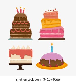 Happy birthday cake dessert graphic design, vector illustration eps10