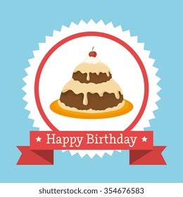 Happy birthday cake graphic design, vector illustration eps10