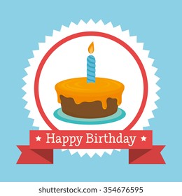 Happy birthday cake graphic design, vector illustration eps10