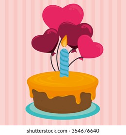 Happy birthday cake graphic design, vector illustration eps10