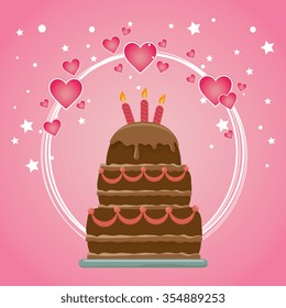 Happy birthday cake graphic design, vector illustration eps10