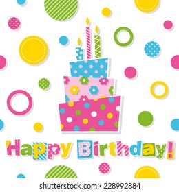 happy birthday cake greeting card