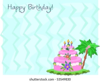 Happy Birthday Cake and Greeting Vector