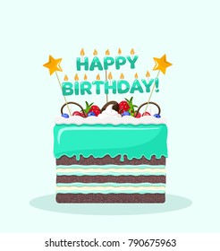 Happy Birthday Cake with icing top and candles