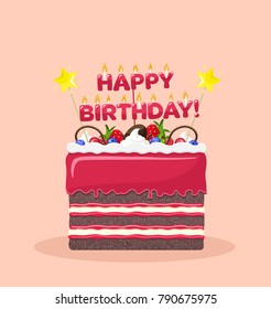 Happy Birthday Cake with icing top and candles