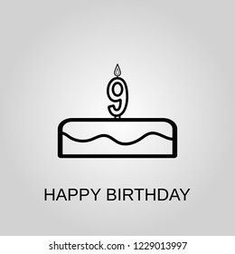 Happy birthday cake icon. Happy birthday cake symbol. Flat design. Stock - Vector illustration