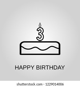 Happy birthday cake icon. Happy birthday cake symbol. Flat design. Stock - Vector illustration