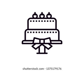 Happy Birthday and Cake Icon. - Vector 