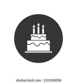 Happy Birthday And Cake Icon. Vector