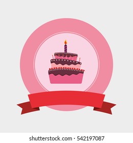 Happy birthday cake icon vector illustration graphic design