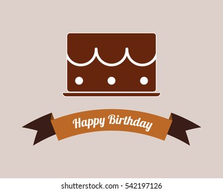 Happy birthday cake icon vector illustration graphic design