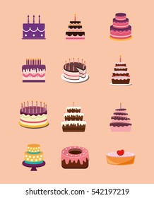 Happy birthday cake icon vector illustration graphic design