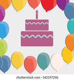 Happy birthday cake icon vector illustration graphic design