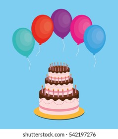 Happy birthday cake icon vector illustration graphic design