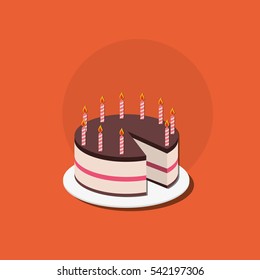 Happy birthday cake icon vector illustration graphic design