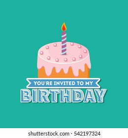 Happy birthday cake icon vector illustration graphic design