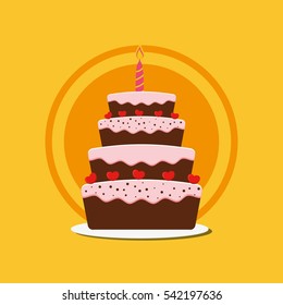 Happy birthday cake icon vector illustration graphic design