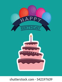 Happy birthday cake icon vector illustration graphic design