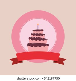 Happy birthday cake icon vector illustration graphic design