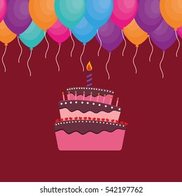 Happy birthday cake icon vector illustration graphic design