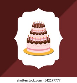 Happy birthday cake icon vector illustration graphic design