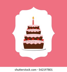 Happy birthday cake icon vector illustration graphic design