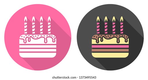 Happy birthday cake icons set flat design