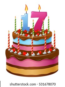 Happy Birthday cake, numbers 17