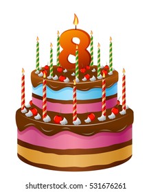 Happy Birthday cake, numbers 8