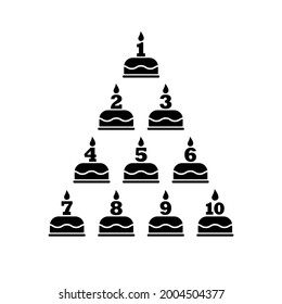 Happy birthday cake with numbers in form of candles vector icons set. Birthday cake symbols isolated Vector illustration EPS 10