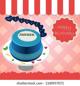 Happy birthday - cake on a plate decorated with an inscription on a pink background vector design