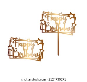 Happy Birthday Cake Topper. Sign For Laser Cutting. 