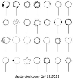Happy Birthday Cake Topper  vector icon set. Cake Topper illustration sign collection. Topper symbol. 