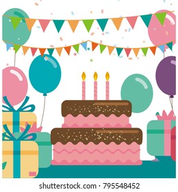 happy birthday cake vector