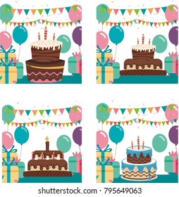 happy birthday cake vector