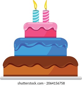 Happy birthday cake vector art and illustration