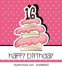 Happy Birthday Cake Vector Background design with Age Candle