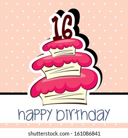 Happy Birthday Cake Vector Background design with Age Candle