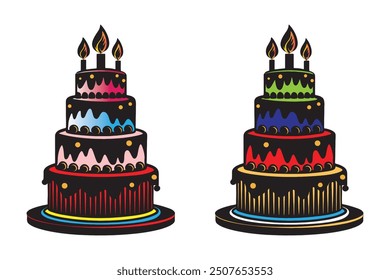 Happy birthday cake vector background white.