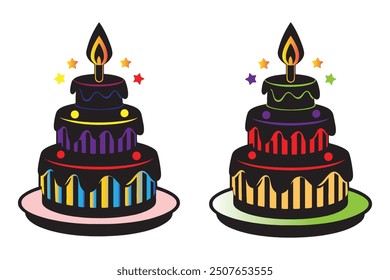 Happy birthday cake vector background white.