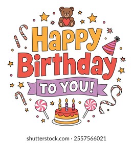 Happy birthday cake vector background design